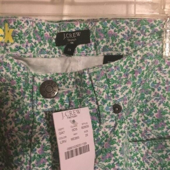 J Crew Floral Print Toothpick Stretch Floral Straight Leg Zip Green Jeans 31 - Picture 7 of 12